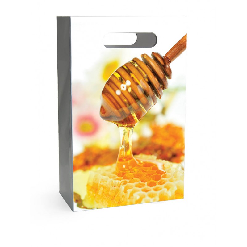 Подарочный бумажный пакет для 2-3 банок с медом